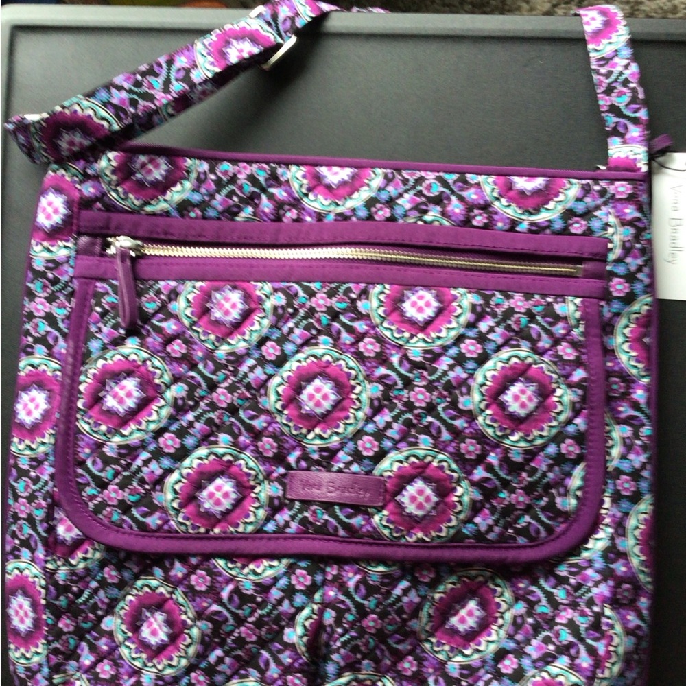 Vera Bradley Purple Quilted Crossbody Bag with Floral Design